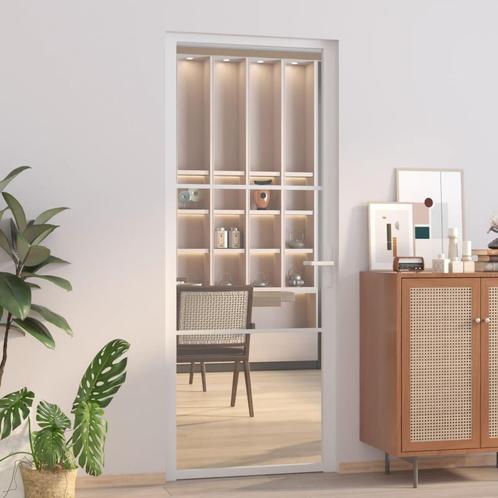 vidaXL Binnendeur 83x201,5 cm ESG-glas en aluminium wit, Doe-het-zelf en Verbouw, Deuren en Horren, Nieuw, Verzenden