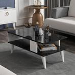 [en.casa] Salontafel Lycksele 40x90x45 cm marmer zwart en wi