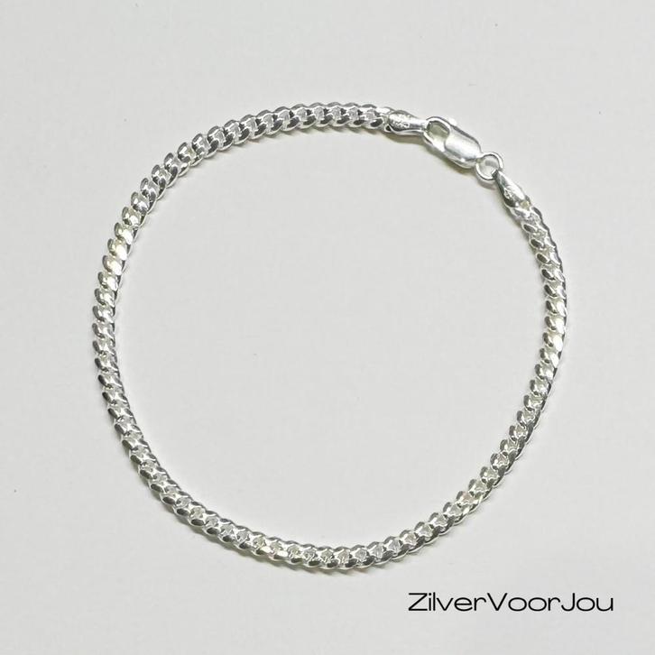 Zilveren ronde gourmet armband 3 mm – Italiaans design, Sieraden, Tassen en Uiterlijk, Armbanden, Nieuw, Verzenden
