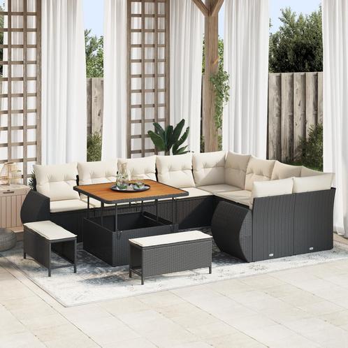 vidaXL 12-delige Tuinbankenset met kussens poly rattan, Tuin en Terras, Tuinsets en Loungesets, Nieuw, Rotan, Verzenden