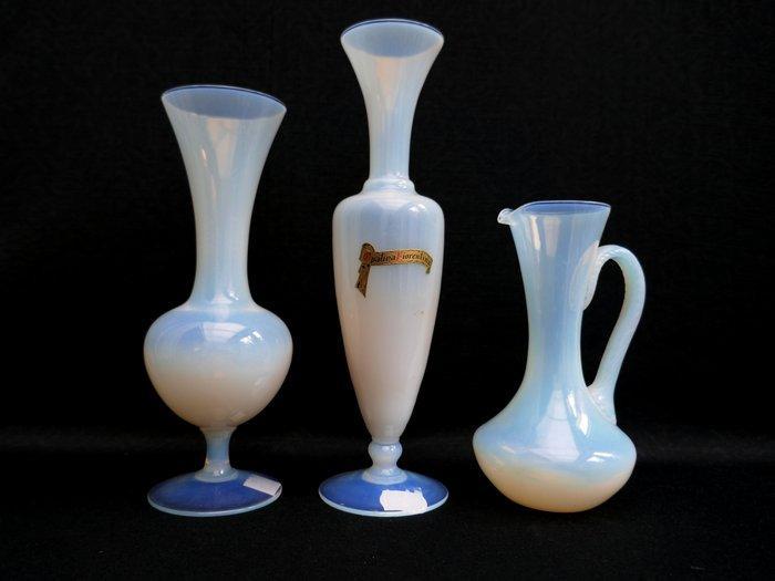 Empoli - Vaas (3) - Opaline glas - Opalina Fiorentina, Antiek en Kunst, Antiek | Glas en Kristal