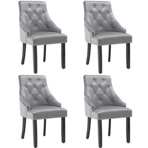 Eetkamerstoel Everdeen in fluweellook, gestikt - lichtgrijs, Huis en Inrichting, Stoelen, Verzenden