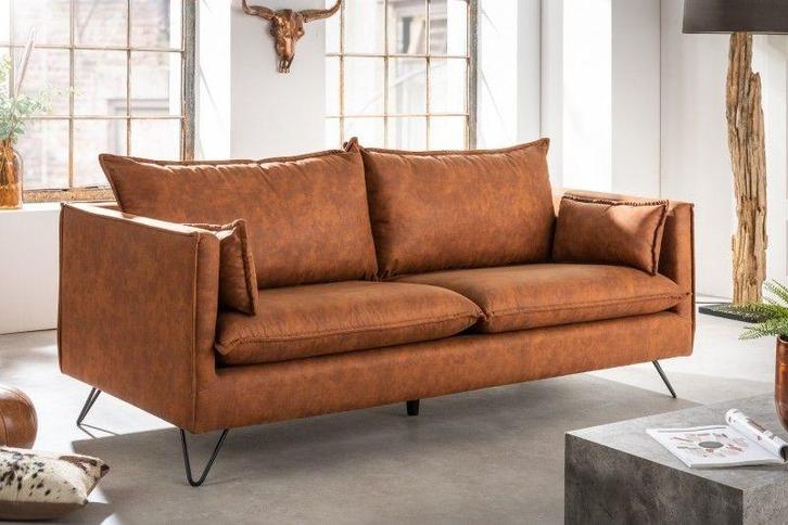 Retro 3-zitsbank ROCCO 194cm antiekbruin 3-zits met, Huis en Inrichting, Banken | Bankstellen, Ophalen of Verzenden