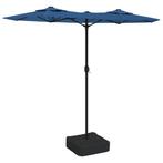 Dubbel Dak Parasol LED - Azuurblauw - Tweedekansje - OP = OP, Verstelbaar, Nieuw, Ophalen of Verzenden, 1 tot 2 meter