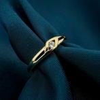 Gouden solitair ring met zirconia (gouden ring, geelgoud), Sieraden, Tassen en Uiterlijk, Ringen, Goud, Met edelsteen, Gebruikt