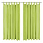 vidaXL Micro-satijnen gordijnen met lussen 140x175 cm groen, Huis en Inrichting, Stoffering | Gordijnen en Lamellen, Verzenden