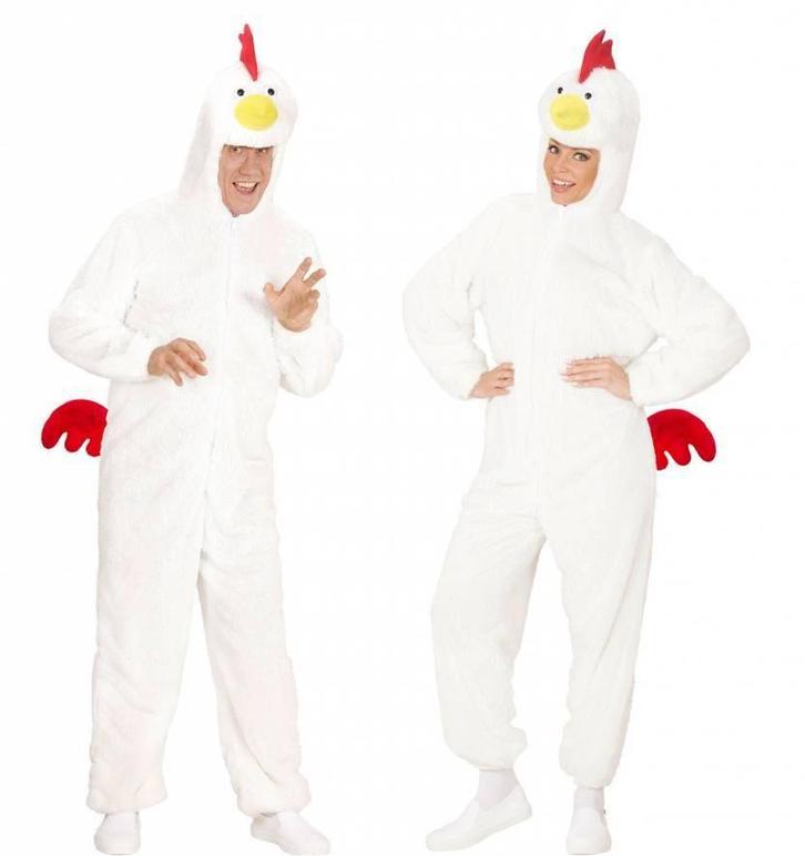 Witte Kippenpak man/vrouw pluche, Kleding | Dames, Carnavalskleding en Feestkleding, Nieuw, Ophalen of Verzenden