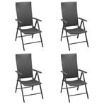 Zwarte Rattan Tuinstoelen (4x) | Tweedekansje | Verstelbaar, Tuin en Terras, Tuinstoelen, Ophalen of Verzenden, Nieuw, Aluminium