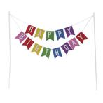 Taarttopper Happy Birthday Vlaggenlijn, Hobby en Vrije tijd, Taarten en Cupcakes maken, Nieuw, Verzenden