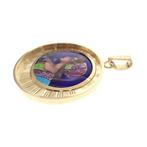 Vintage gouden hanger met emaille portret (Hanger of bedel), Ophalen of Verzenden, Gebruikt, Goud, Overige merken