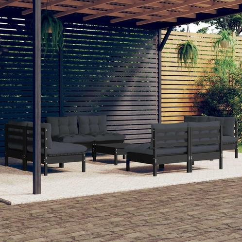 vidaXL 9-delige Loungeset met antracietkleurige kussens, Tuin en Terras, Tuinsets en Loungesets, Loungeset, Nieuw, Verzenden