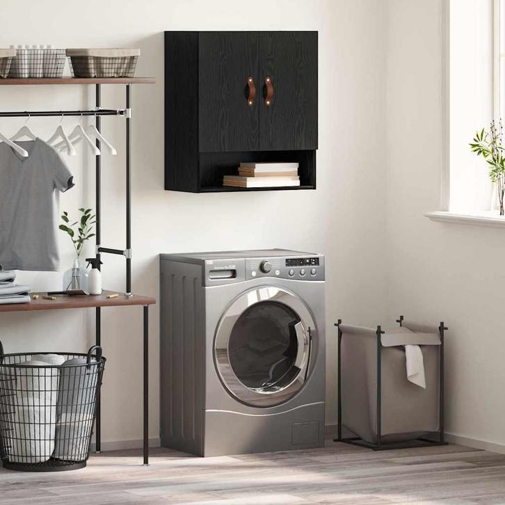 vidaXL Wandkast Zwart eiken 60 x 31 x 70 cm Bewerkt hout, Huis en Inrichting, Kasten | Overige, Nieuw, Verzenden