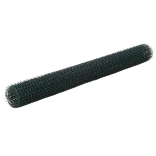 vidaXL Kippengaas 25x1,5 m staal met PVC coating groen, Tuin en Terras, Schuttingen, Nieuw, IJzer, 1 tot 2 meter, Verzenden