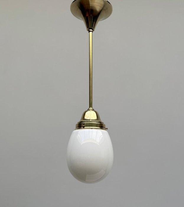 Plafondlamp - Opaline glas - Vintage hanglamp van messing, Antiek en Kunst, Kunst | Designobjecten
