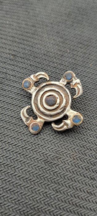 Middeleeuws Zilver Fibula - Zilveren merovingien fibu, Antiek en Kunst, Antiek | Overige Antiek