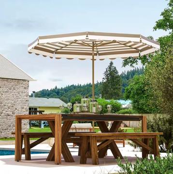 Parasol Ø 270 cm – Parasol met Kantelhoek in het Grijs + Wit beschikbaar voor biedingen