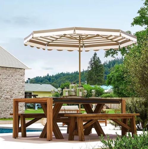 Parasol Ø 270 cm – Parasol met Kantelhoek in het Grijs + Wit, Tuin en Terras, Parasols, Nieuw, Kantelbaar, Verstelbaar, Verzenden