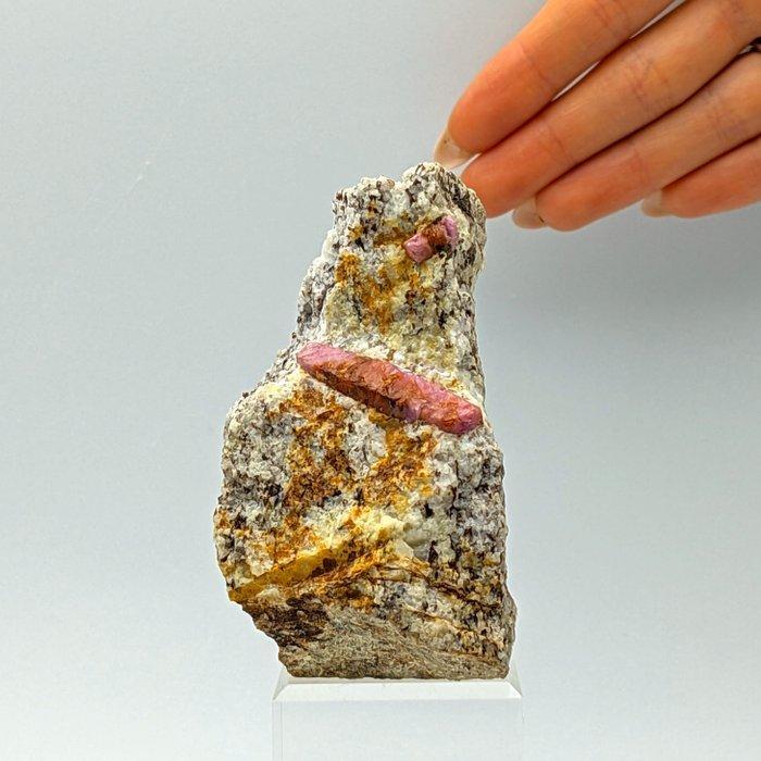 LUNGHI 33mm RUBINI ROSATI in MATRICE, Tanzania Kristallen op, Verzamelen, Mineralen en Fossielen