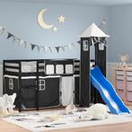 vidaXL Kinderhoogslaper met toren 80x200 cm grenenhout wit, Eenpersoons, Verzenden, Zwart, Nieuw