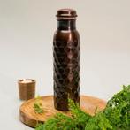 Puur koperen waterfles diamond antique ± 950 ml (zware, Nieuw