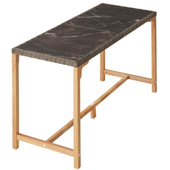 Wicker bartafel Lovas 161x64,5x99,5cm - natuur, Tuin en Terras, Tuinsets en Loungesets, Verzenden
