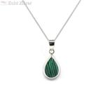 Zilveren ketting met zilveren druppel hanger malachiet groen, Sieraden, Tassen en Uiterlijk, Kettingen, Verzenden, Nieuw, Zilver