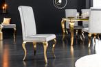 Design stoel MODERN BAROQUE grijs fluweel gouden stoelpoten, Huis en Inrichting, Stoelen, Nieuw, Ophalen of Verzenden