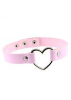 Choker Lichtroze Hartje Leer Collar Ketting Hart Halsband Ro, Sieraden, Tassen en Uiterlijk, Kettingen, Kunststof, Verstelbaar