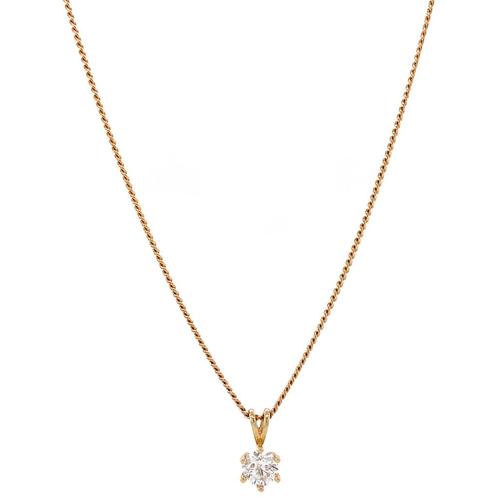 Gouden collier met diamant hanger 14 krt, Sieraden, Tassen en Uiterlijk, Kettingen, Wit, Zo goed als nieuw, Met hanger, Goud, Verzenden