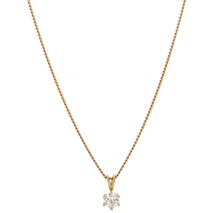 Gouden collier met diamant hanger 14 krt, Sieraden, Tassen en Uiterlijk, Kettingen, Wit, Zo goed als nieuw, Met hanger, Goud, Verzenden