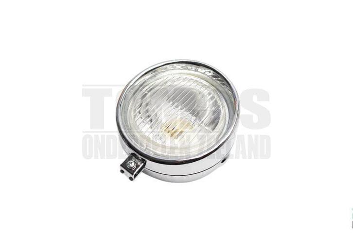 Koplamp unit rond chroom classic 130mm universeel, Fietsen en Brommers, Brommeronderdelen | Algemeen, Nieuw, Ophalen of Verzenden