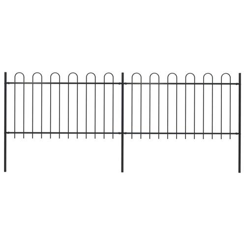 vidaXL Tuinhek met ronde bovenkant 3,4x1 m staal zwart, Tuin en Terras, Schuttingen, Nieuw, IJzer, Minder dan 1 meter, Verzenden