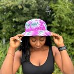 Bucket hat / Vissershoedje met Afrikaanse print - Paarse Tie, Ophalen of Verzenden, Nieuw