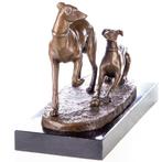 Figuur - Bronzefigur 2 Jagdhunde - Brons, Marmer