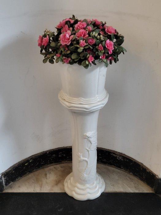 Kolom - Dekorative Säule mit Blumentopf und Kunstpflanze –, Antiek en Kunst, Kunst | Designobjecten