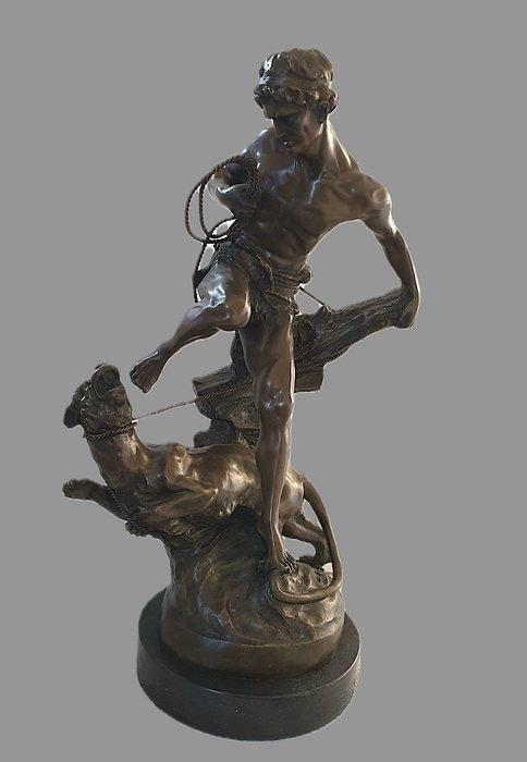 After Barye - Beeld, Roman warrior fights a tiger - 20 kg -, Antiek en Kunst, Curiosa en Brocante