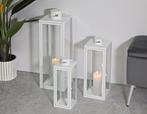 LANTAARN WIT SET 3 STUKS CM 22X22X66-18X18X49,5-14X14X39, Ophalen of Verzenden, Nieuw