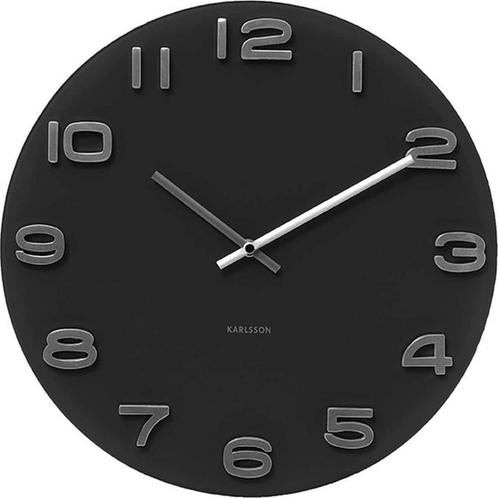 Wandklok Vintage - Zwart rond glas - Ø35cm, Huis en Inrichting, Woonaccessoires | Overige, Zo goed als nieuw, Ophalen of Verzenden