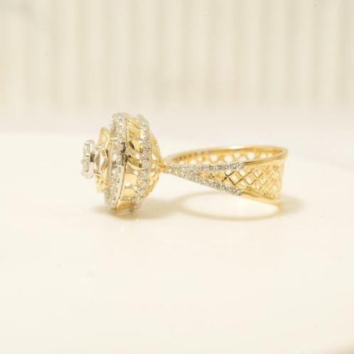 Statement ring - 14 karaat Geel goud - 1.19ct. tw. Diamant, Sieraden, Tassen en Uiterlijk, Antieke sieraden