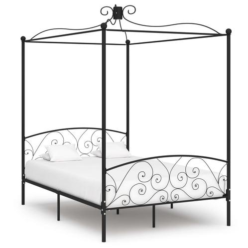 vidaXL Hemelbedframe metaal zwart 140x200 cm, Huis en Inrichting, Slaapkamer | Bedden, 140 cm, 200 cm, Zwart, Tweepersoons, Nieuw