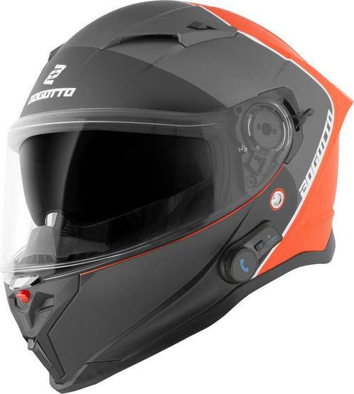 Bogotto H153 BT SPN Zwart Oranje Bluetooth Helm, Motoren, Kleding | Motorhelmen, Integraalhelm, Heren, XS, Nieuw met kaartje, Overige merken