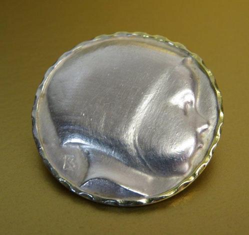 Zilveren broche met kind, Karl Johann Bauer (1877-1914) -, Antiek en Kunst, Kunst | Designobjecten