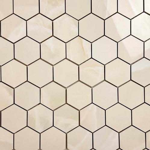 Vloertegel / wandtegel hexagon onix marmer zand sable, Doe-het-zelf en Verbouw, Tegels, Vloertegels, Nieuw, 10 m² of meer, Keramiek
