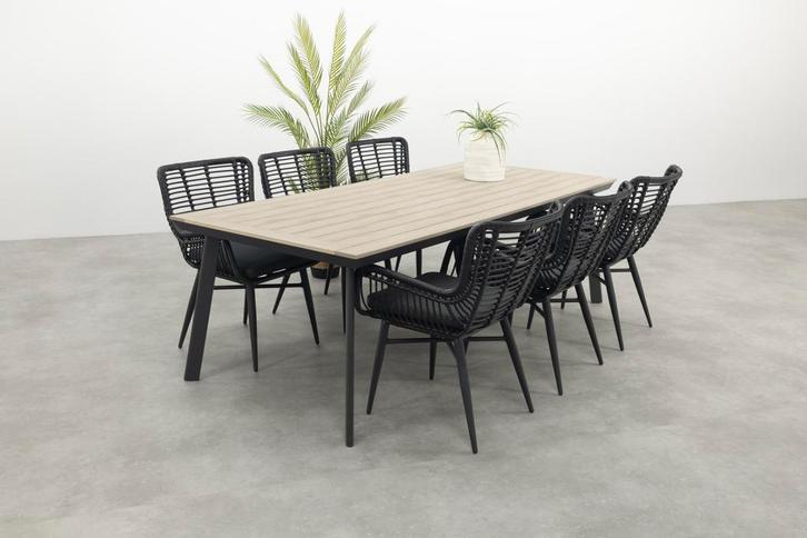 Jasmine/Vigo 230 cm. tuinset 7-delig, Tuin en Terras, Tuinsets en Loungesets, Tuinset, Nieuw, Wicker, Verzenden