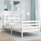 vidaXL Bedframe met hoofdbord massief hout wit 90x200 cm, 90 cm, Eenpersoons, Verzenden, Wit