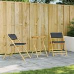 vidaXL Bistroset 2 st inklapbaar met kussens bamboe, Tuin en Terras, Tuinstoelen, Verzenden, Nieuw, Hout