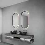 Spiegel Gliss Design Aura 40x100cm Mat Zwart Ovaal Met LED, Nieuw, Ophalen of Verzenden
