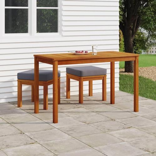 vidaXL 3-delige Tuinset met kussens massief acaciahout, Tuin en Terras, Tuinsets en Loungesets, Tuinset, Nieuw, 3 zitplaatsen
