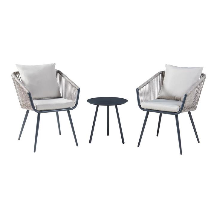 Tuinset Abriola 3-delig tuintafel met 2 tuinstoelen antracie, Tuin en Terras, Tuinsets en Loungesets, Verzenden