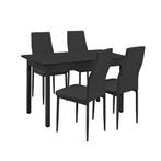 Eethoek eetkamerset Graz 5-delig tafel met stoelen zwart, Verzenden, Nieuw